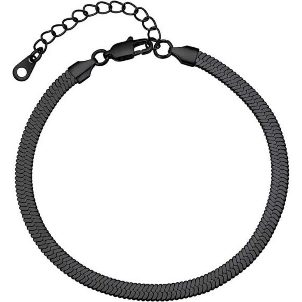 316L Stainless Steel Herringbone Flat Chain Bracelets/Anklets